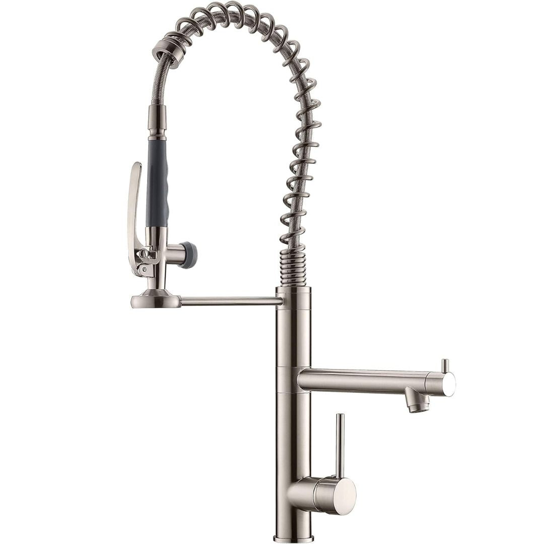 Mitigeur de cuisine style atelier avec douchette extractible et bec pivotant 360°