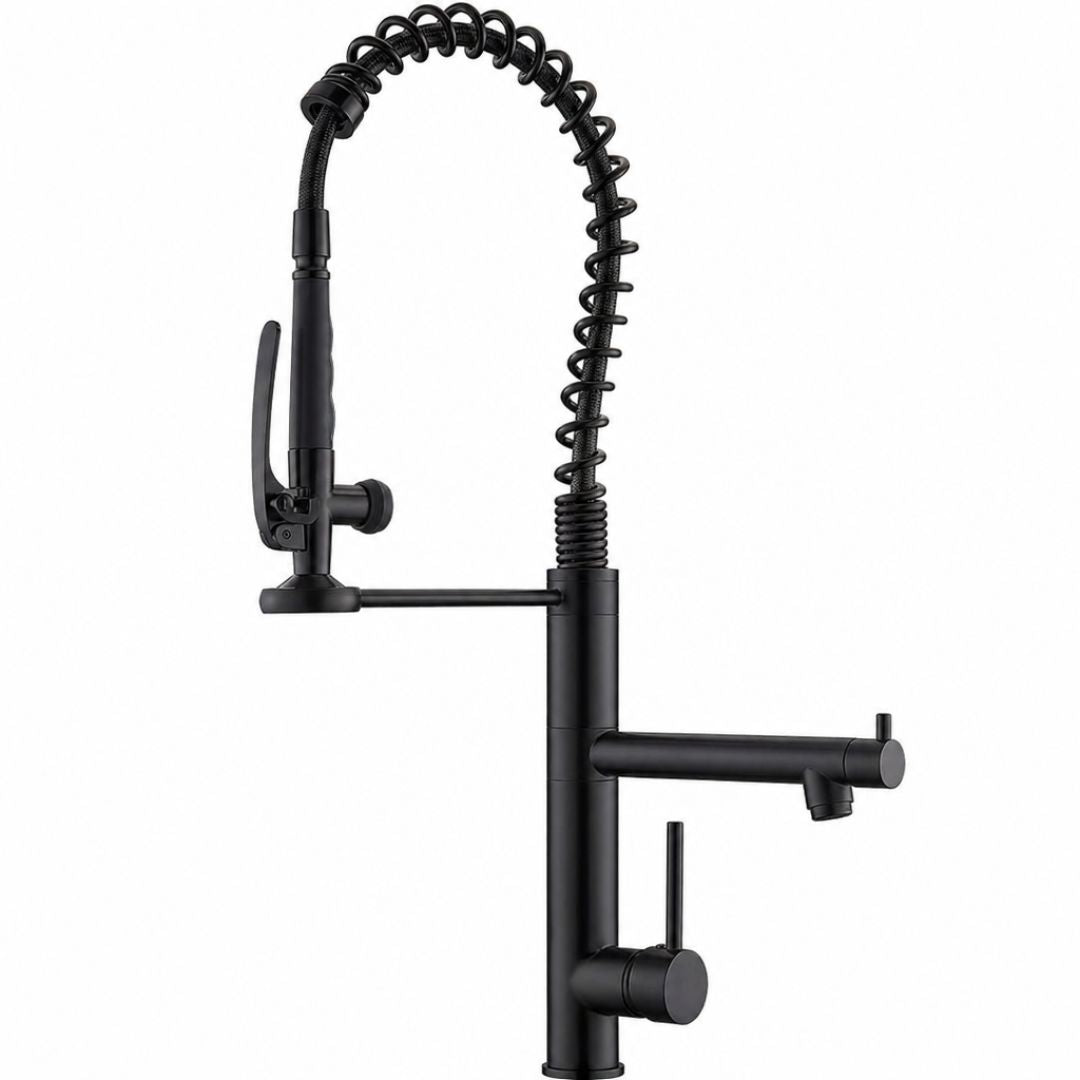 Mitigeur de cuisine style atelier avec douchette extractible et bec pivotant 360°