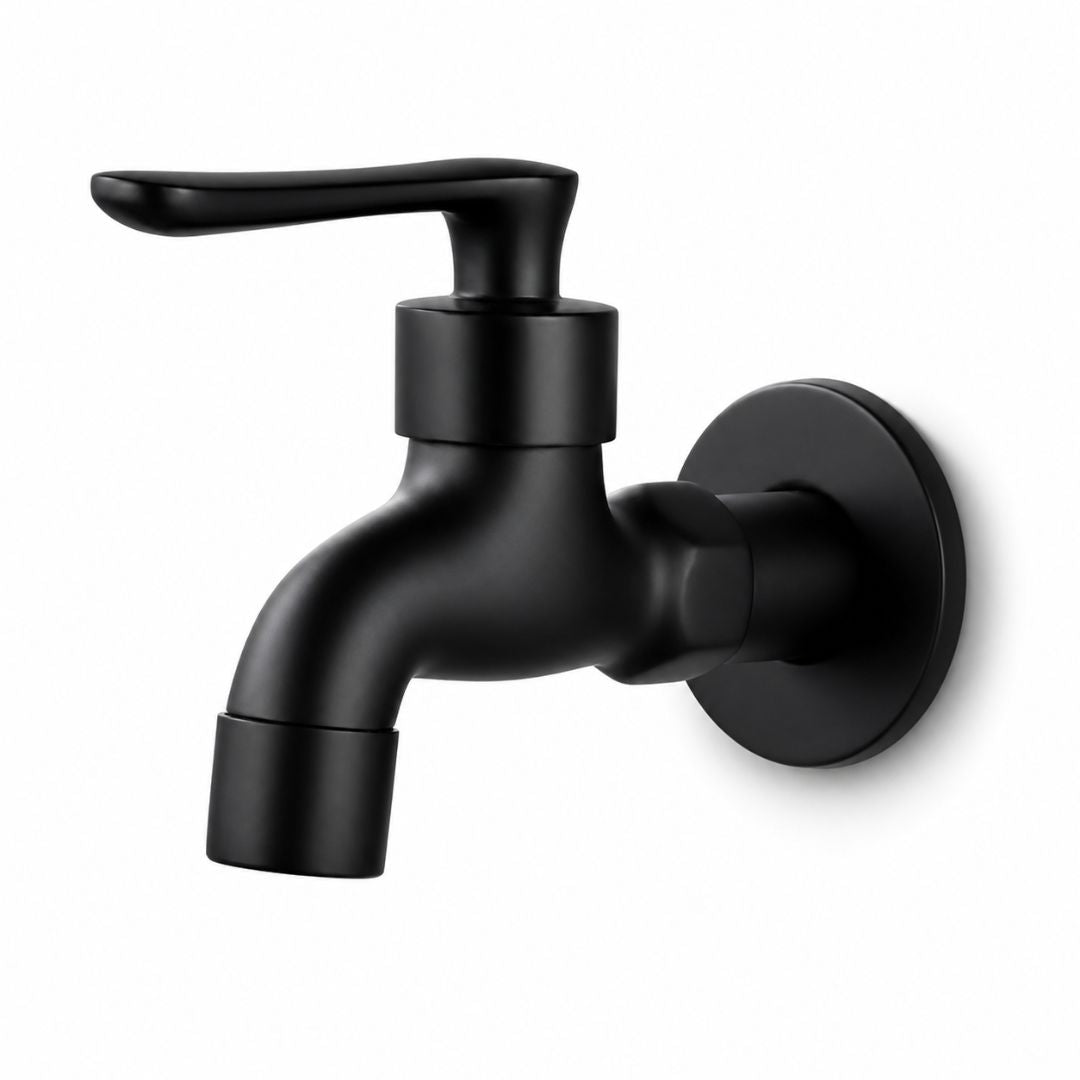 Robinet mural extérieur en laiton noir mat, eau froide