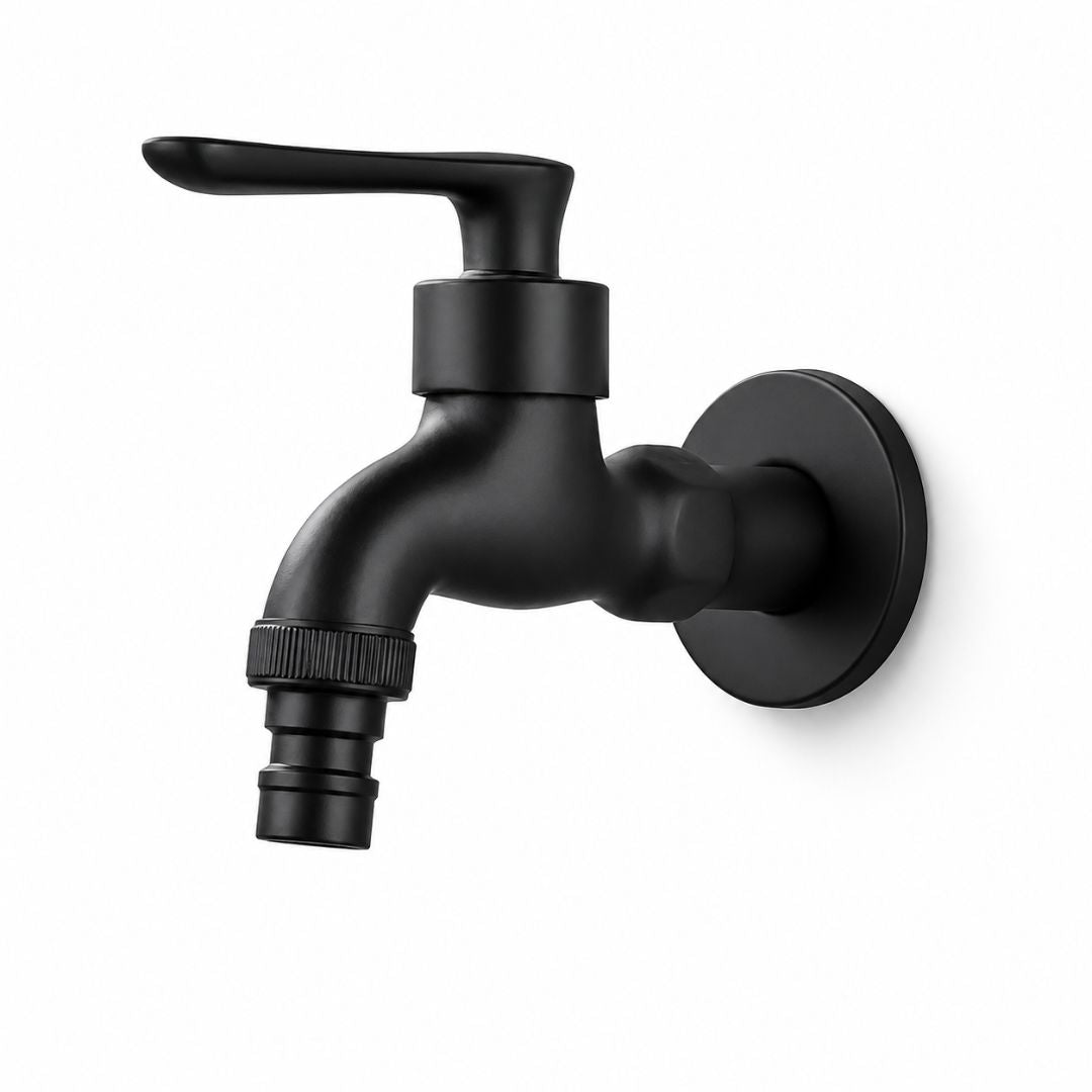 Robinet mural extérieur en laiton noir mat, eau froide
