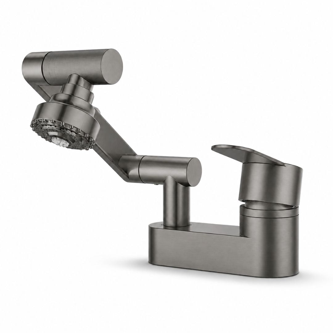 Robinet de lavabo rotatif 1080°, montage 2 trous, 2 modes de jet